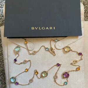 Bvlgari Rose Gold Parentesi Cocktail Diamond & Multi-Gem Necklace 344852